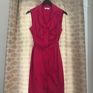 Magenta Calvin Klein sleeveless, belted dress